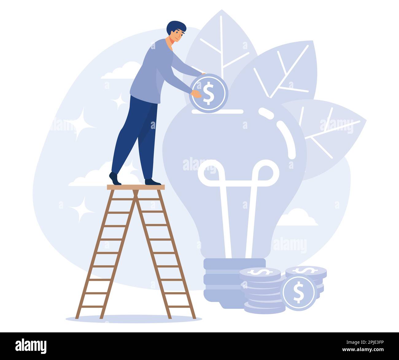 Concetto di incubatore aziendale, acceleratore di avviamento, fondo di investimento di rischio, tutoraggio di avviamento, opportunità di business, angel investitore, piatto vettore moderno Illustrazione Vettoriale