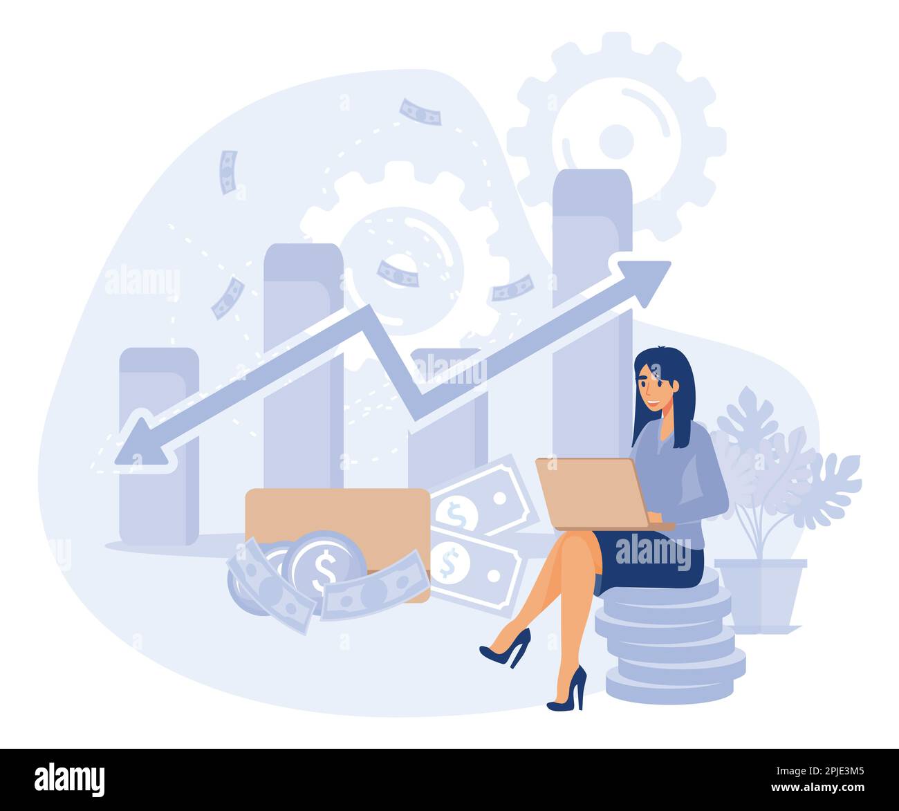 Concetto di incubatore aziendale, acceleratore di avviamento, fondo di investimento di rischio, tutoraggio di avviamento, opportunità di business, angel investitore, piatto vettore moderno Illustrazione Vettoriale