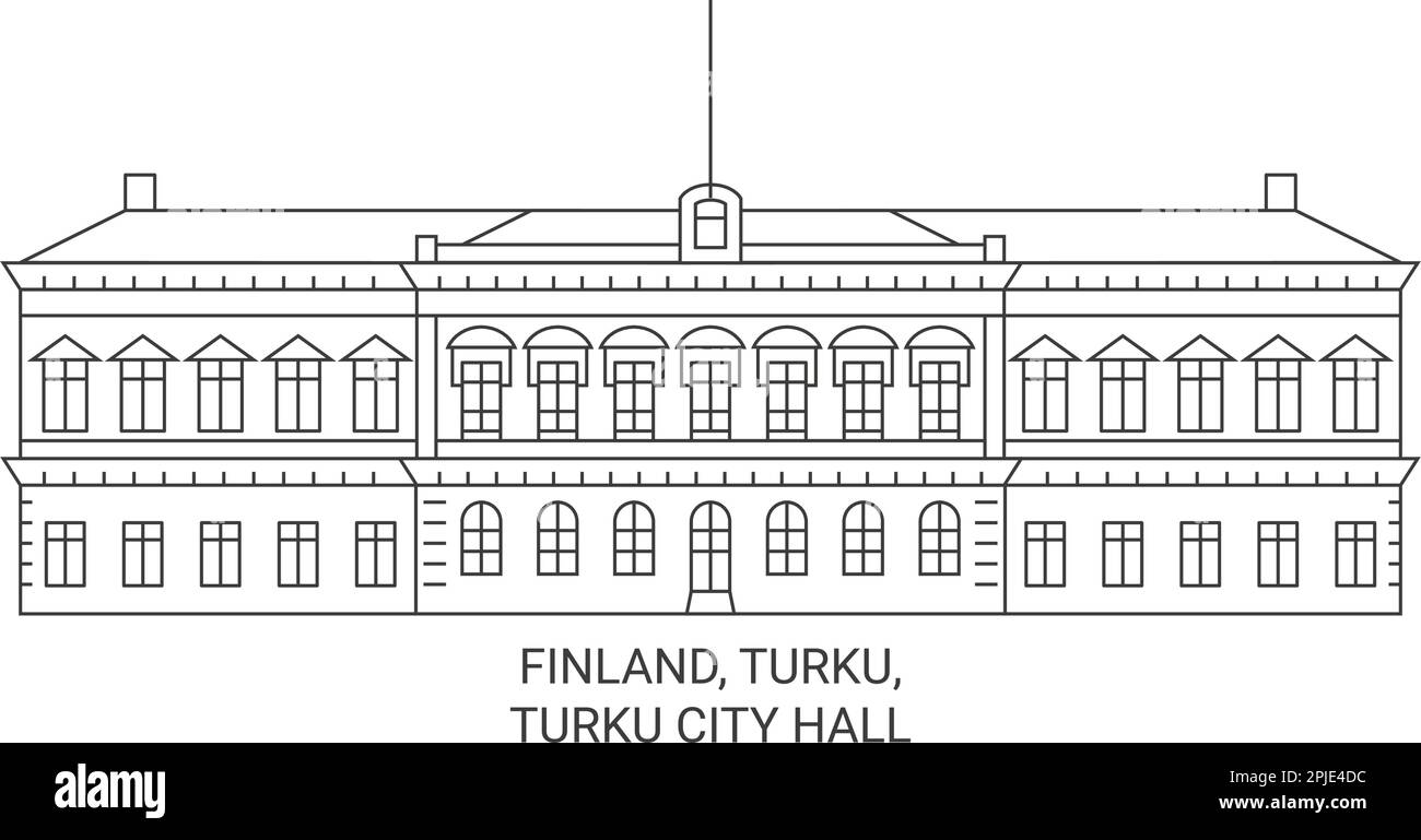 Finlandia, Turku, Turku City Hall viaggio punto di riferimento vettoriale illustrazione Illustrazione Vettoriale