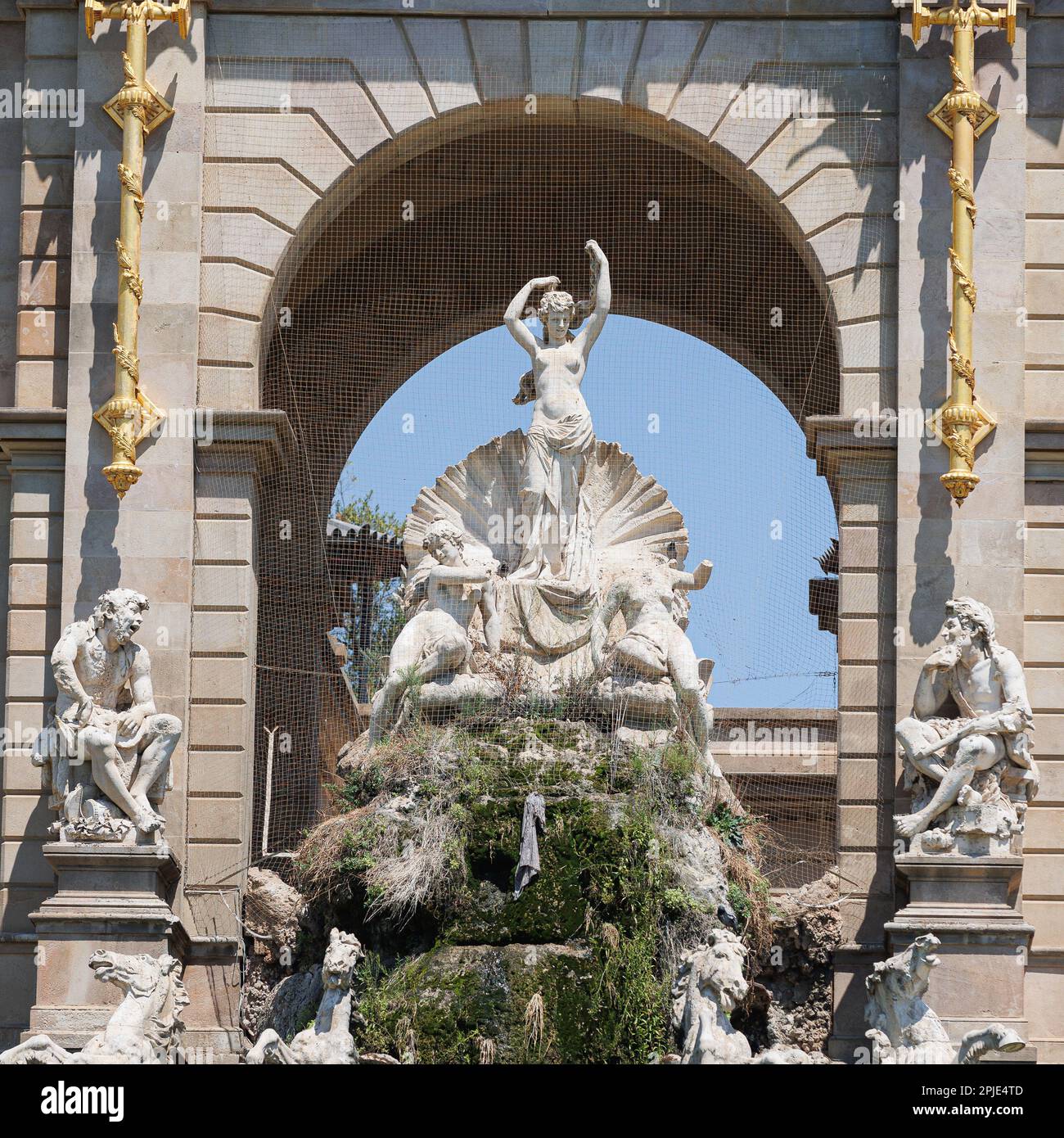 Particolare della Fontana disegnata da Josep Fontserè all'interno del Parc de la Ciutadella, Parco della Cittadella, nel quartiere Ciutat Vella di Barcellona, Catalogna Foto Stock