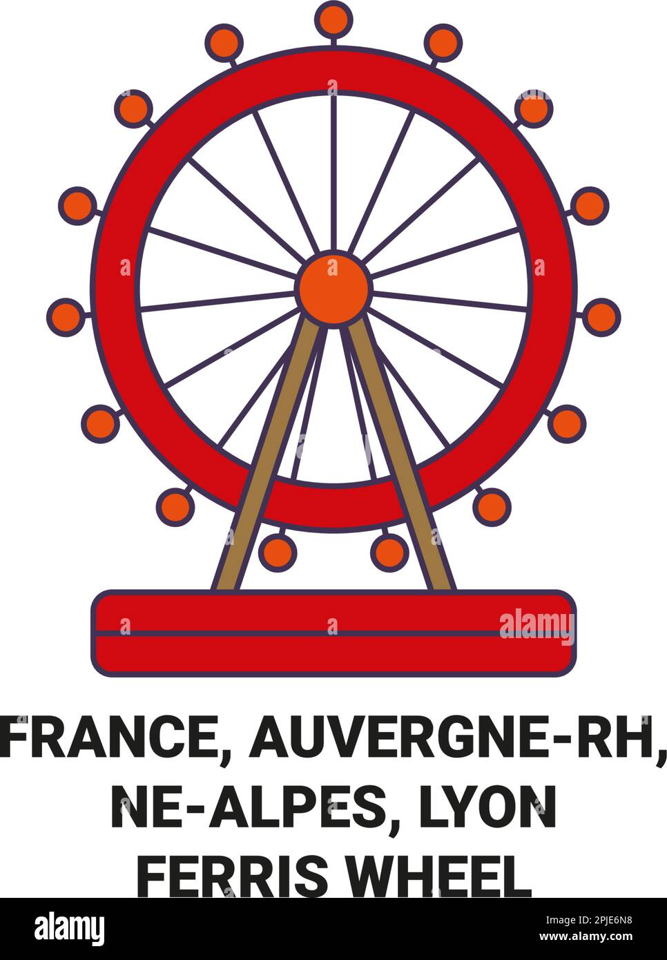 Francia, Auvergnerh, Nealpes, Lyonferris ruota viaggio riferimento vettoriale illustrazione Illustrazione Vettoriale