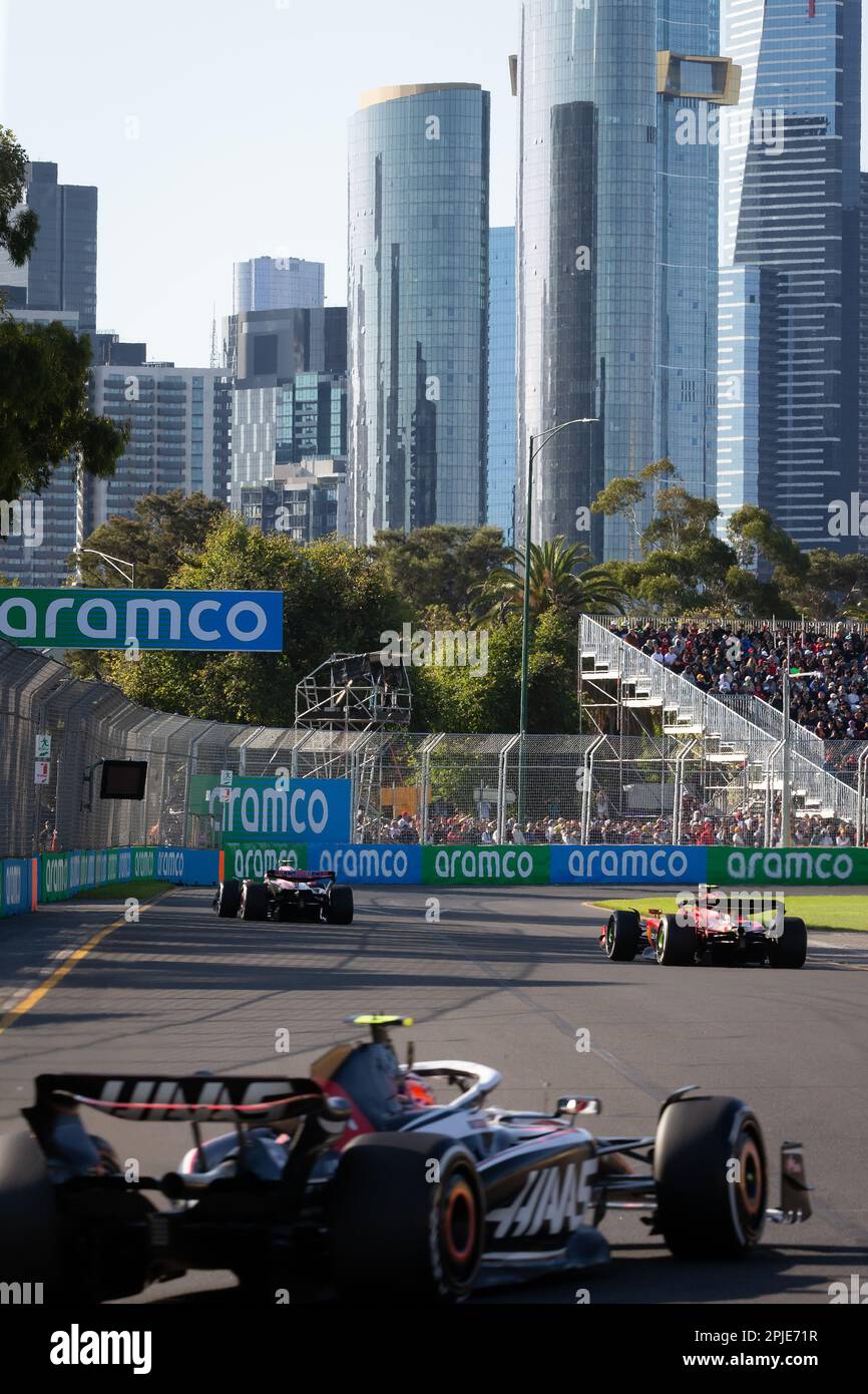 Melbourne, Australia, 2 aprile 2023. Una veduta della città durante la gara Australiana di Formula uno del 02 aprile 2023, presso il circuito Melbourne Grand Prix di Albert Park, Australia. Credit: Dave Hewison/Speed Media/Alamy Live News Foto Stock