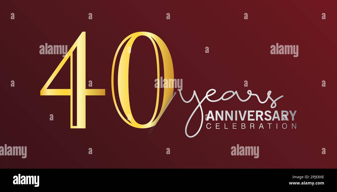 celebrazione del decimo anniversario numero di logo colore oro con sfondo rosso. vettore anniversario per celebrazione, biglietto di invito, e saluto c Illustrazione Vettoriale