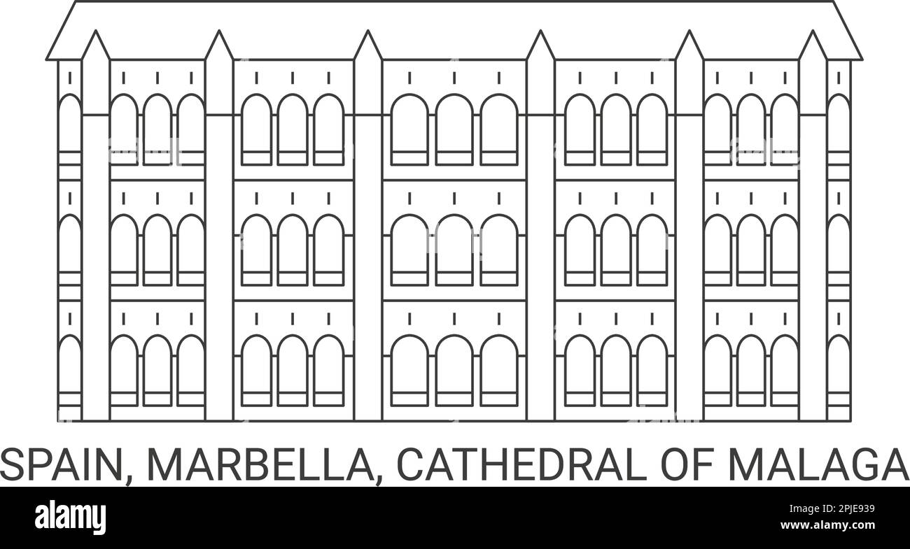 Spagna, Marbella, Cattedrale di M, Laga viaggio punto di riferimento vettore illustrazione Illustrazione Vettoriale