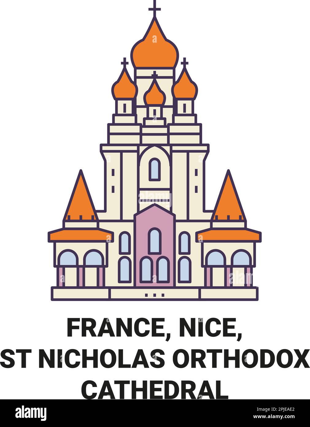 Francia, Nizza, Cattedrale Ortodossa di San Nicola viaggio punto di riferimento vettoriale illustrazione Illustrazione Vettoriale