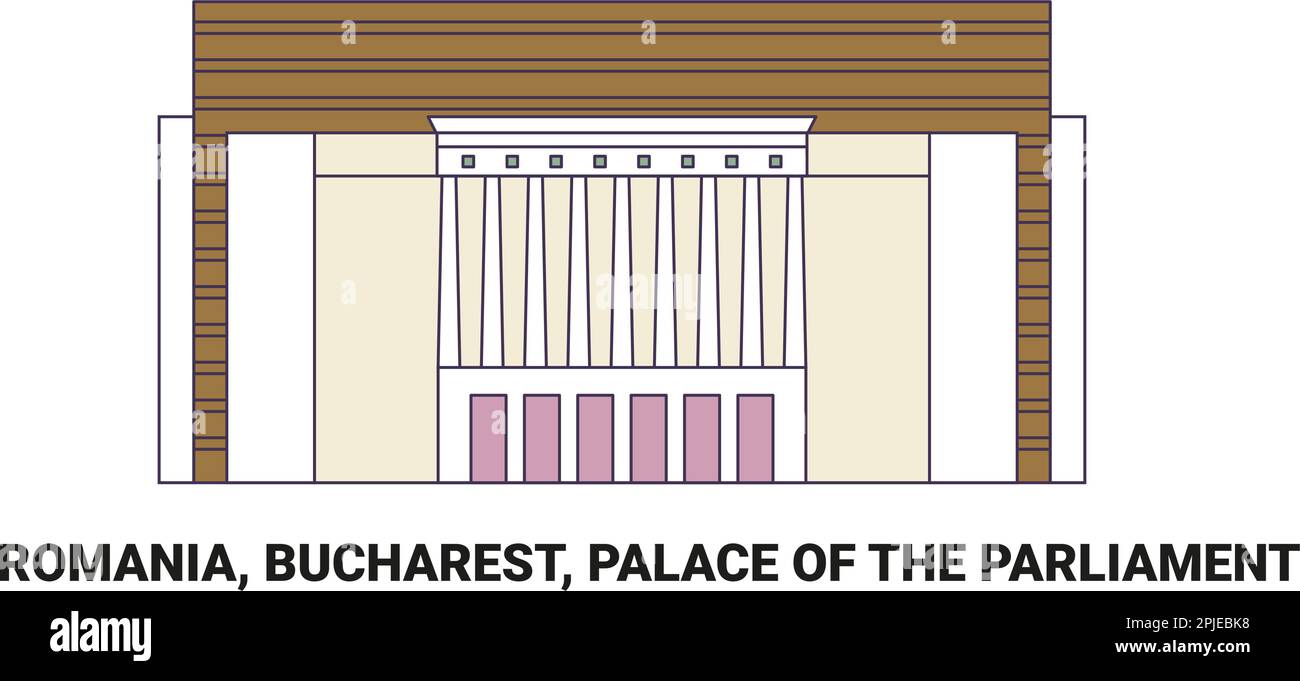 Romania, Bucarest, Palazzo del Parlamento, viaggio punto di riferimento vettore illustrazione Illustrazione Vettoriale