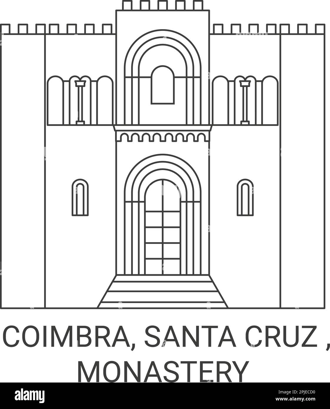 Portogallo, Coimbra, Santa Cruz , Monastero viaggio punto di riferimento vettoriale illustrazione Illustrazione Vettoriale