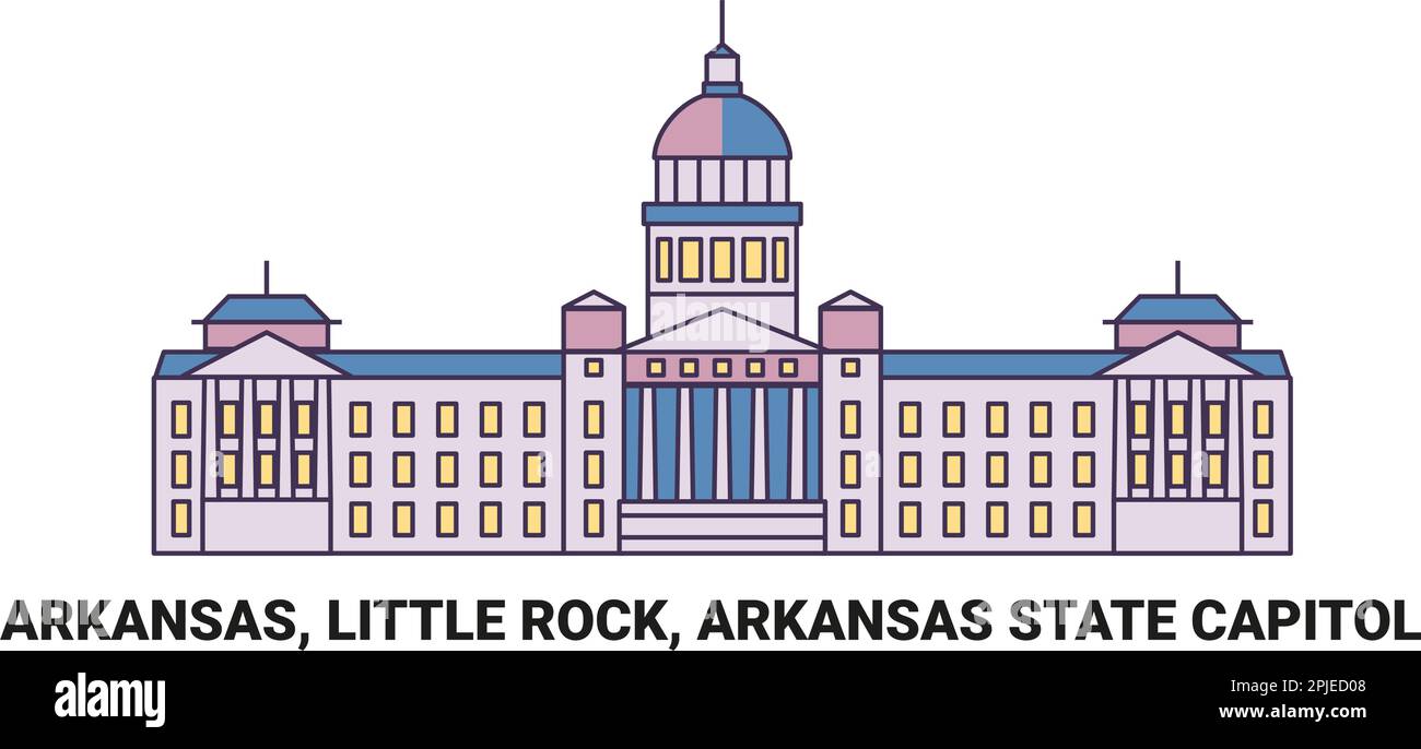 Stati Uniti, Arkansas, Little Rock, Arkansas state Capitol, viaggio punto di riferimento vettore illustrazione Illustrazione Vettoriale