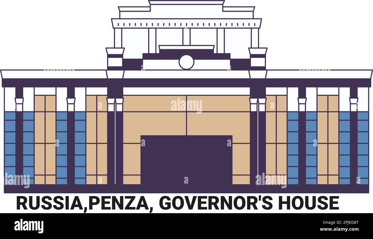 Russia, Penza, Governor's House, viaggio punto di riferimento vettore illustrazione Illustrazione Vettoriale