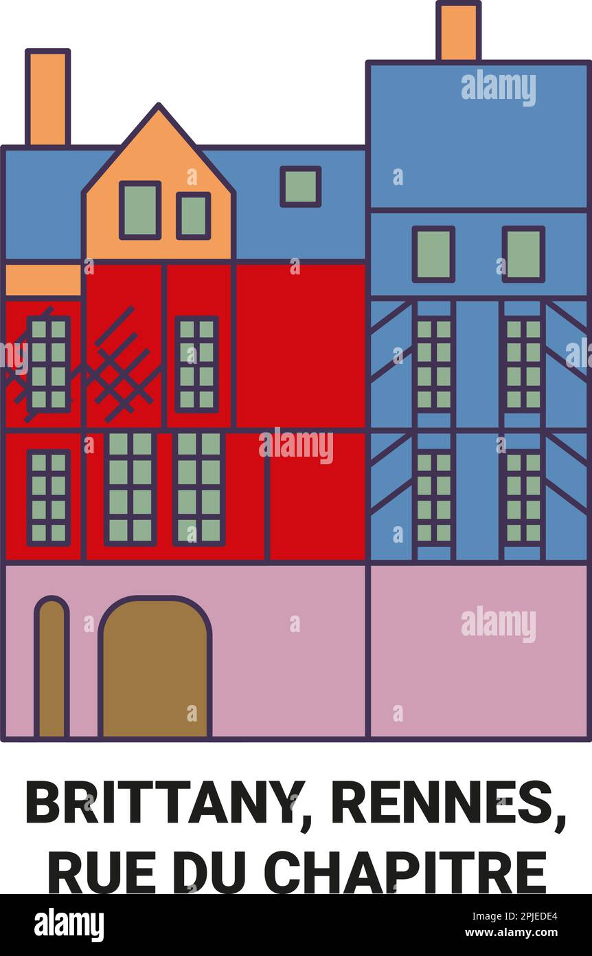 Francia, Rennes, Rue Du Chapitre viaggio punto di riferimento vettore illustrazione Illustrazione Vettoriale
