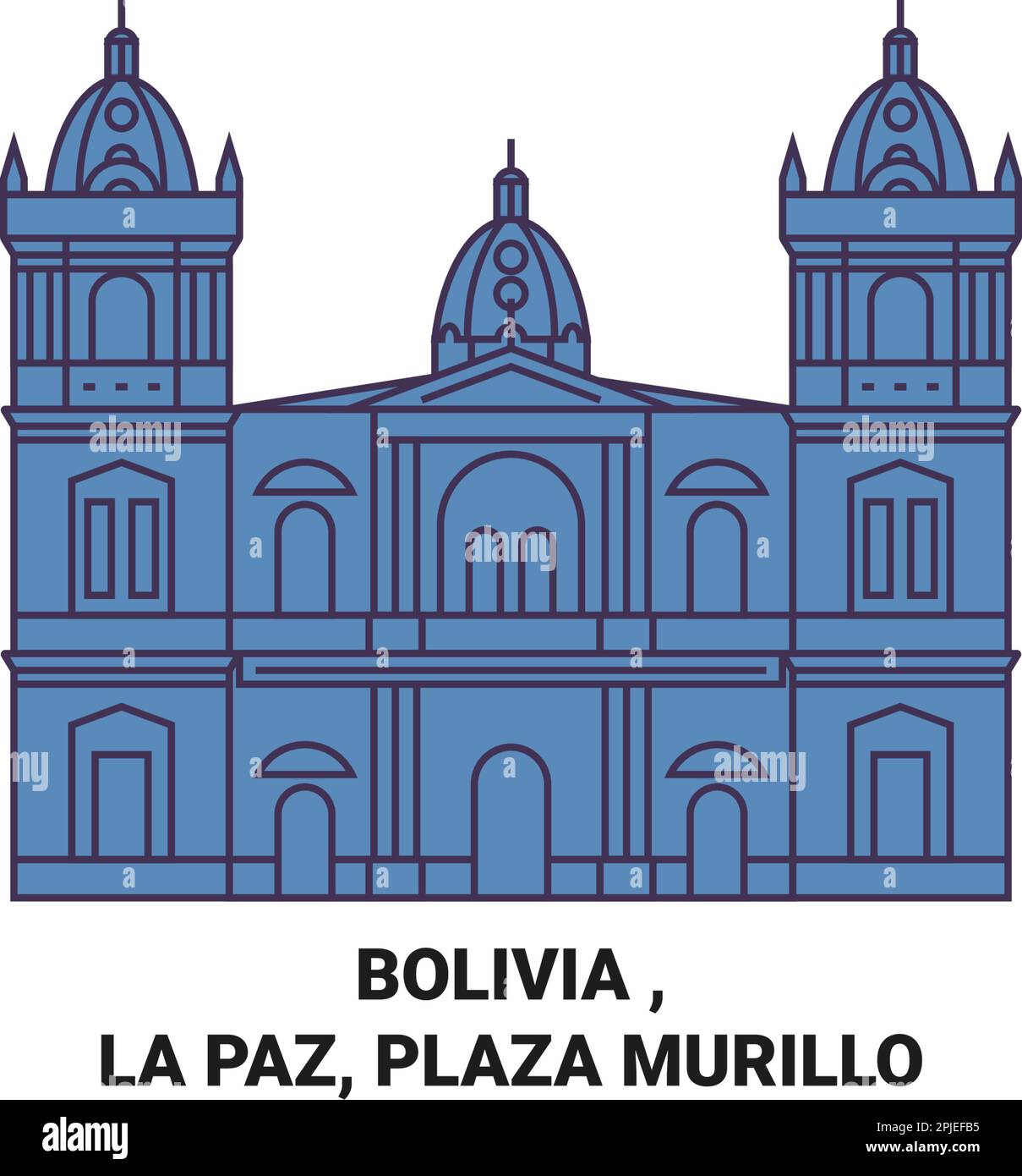 Bolivia , la Paz, Plaza Murillo viaggio punto di riferimento vettoriale illustrazione Illustrazione Vettoriale