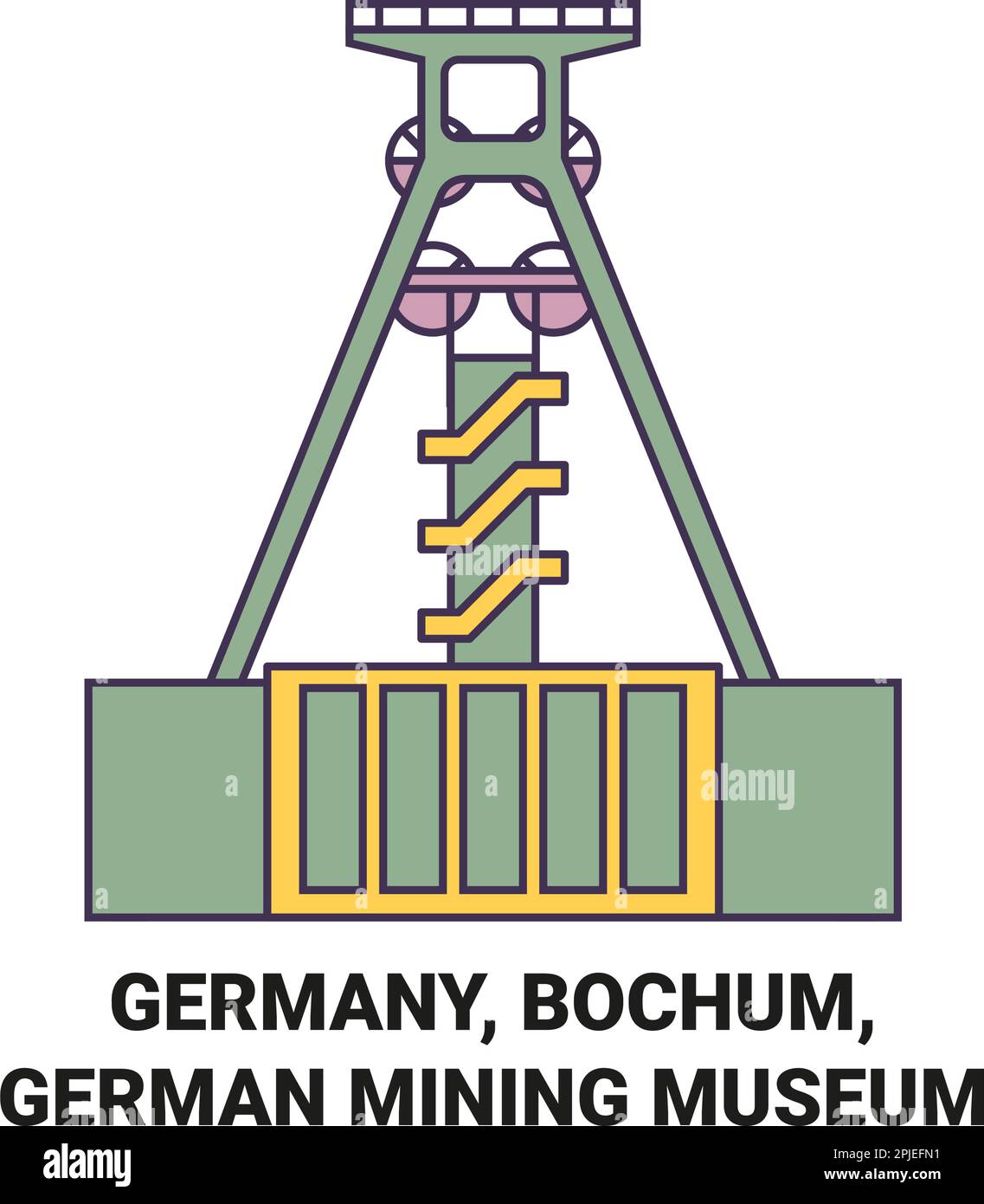 Germania, Bochum, Museo minerario tedesco viaggio punto di riferimento vettoriale illustrazione Illustrazione Vettoriale