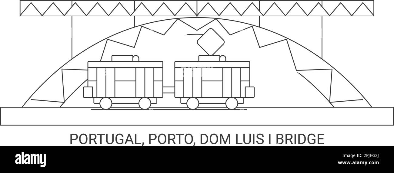 Portugal, Porto, Dom Luis i Bridge viaggio punto di riferimento vettoriale illustrazione Illustrazione Vettoriale