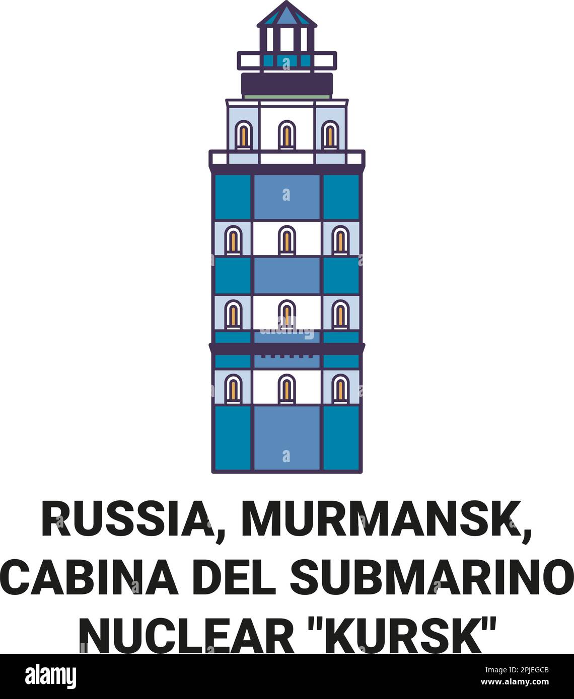 Russia, Murmansk, Cabina del Submarino nucleare Kursk viaggio punto di riferimento vettore illustrazione Illustrazione Vettoriale