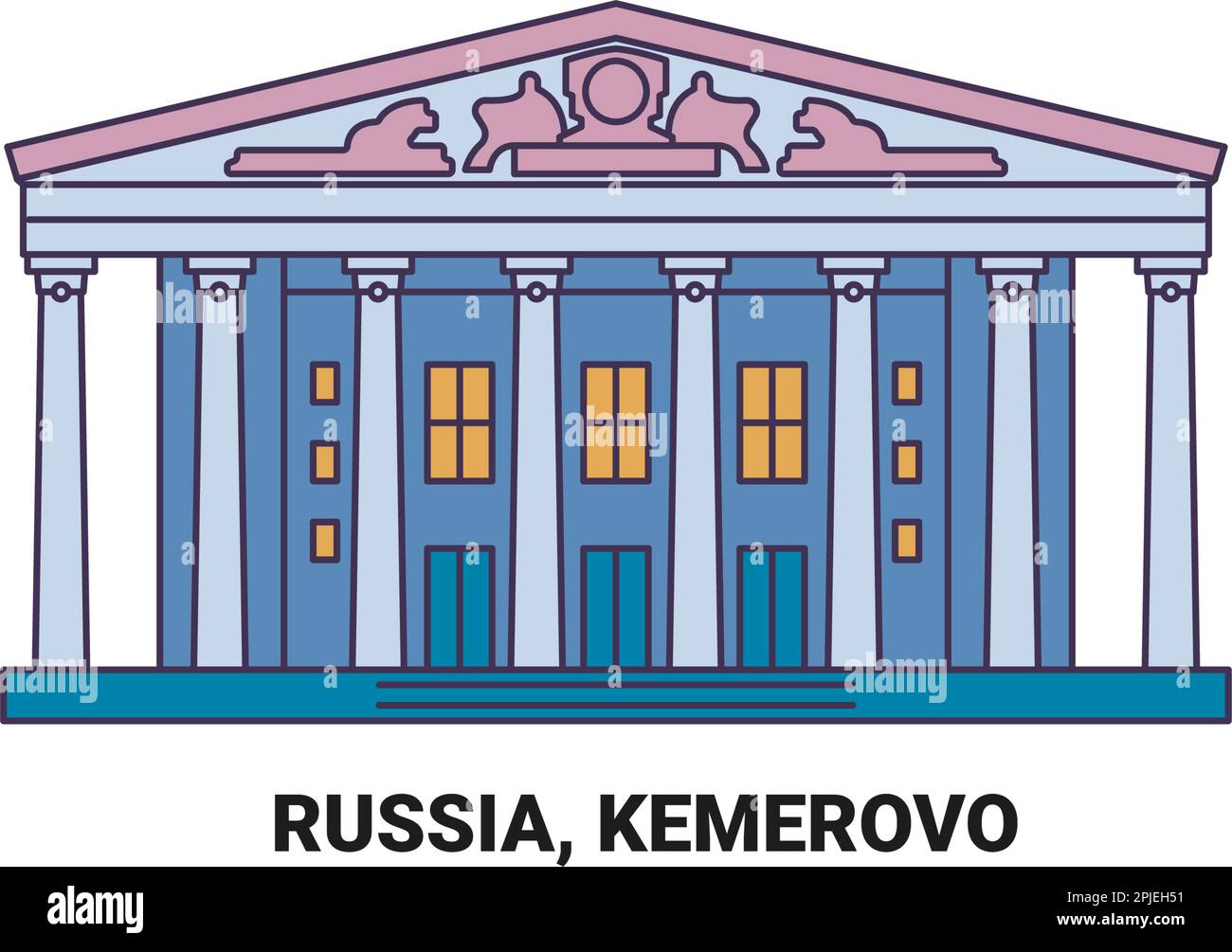 Russia, Kemerovo, disegno vettoriale di riferimento di viaggio Illustrazione Vettoriale