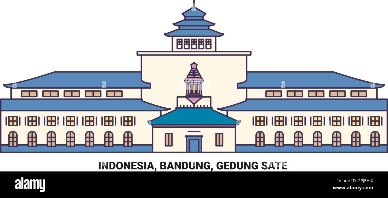 Indonesia, Bandung, Gedung Sate viaggio riferimento vettoriale illustrazione Illustrazione Vettoriale