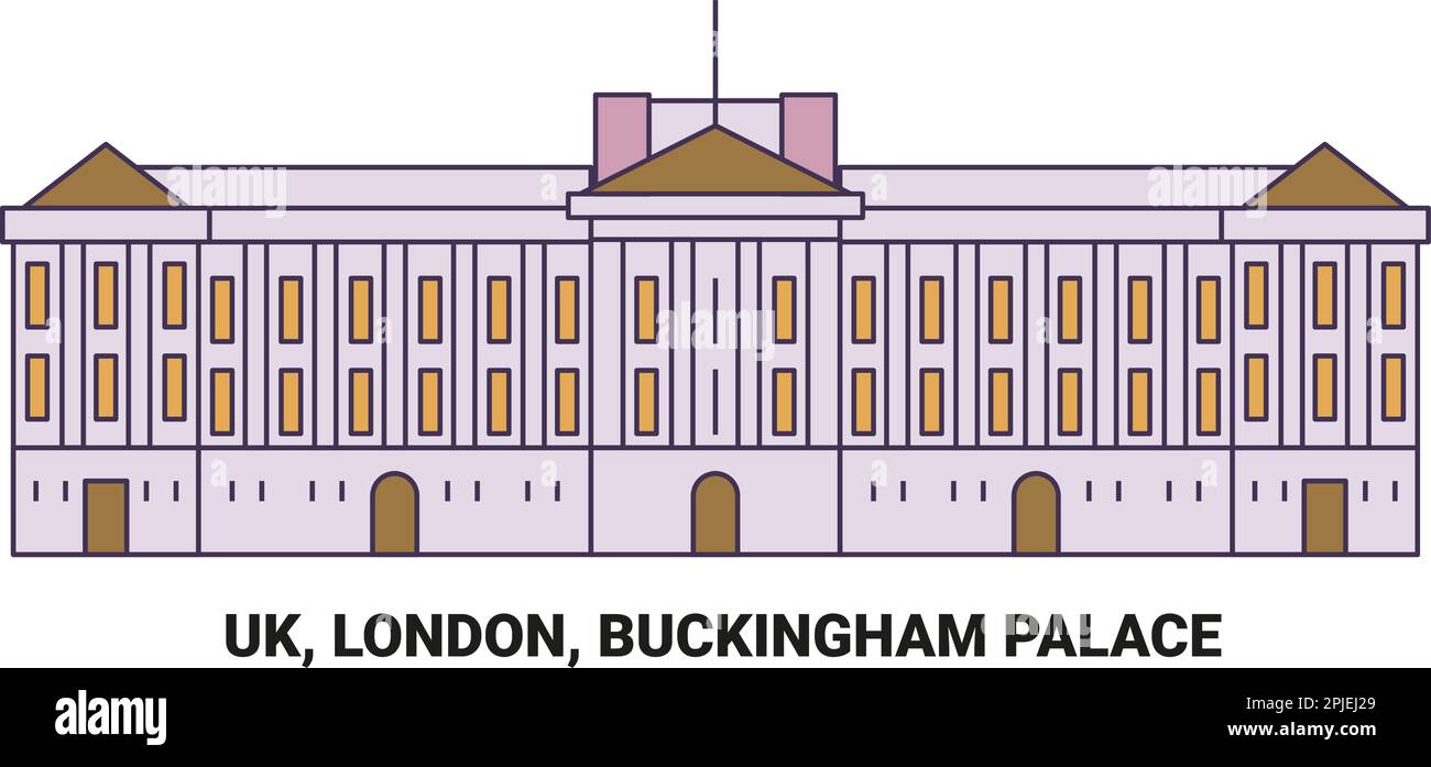 Inghilterra, Londra, Buckingham Palace, viaggio punto di riferimento vettore illustrazione Illustrazione Vettoriale