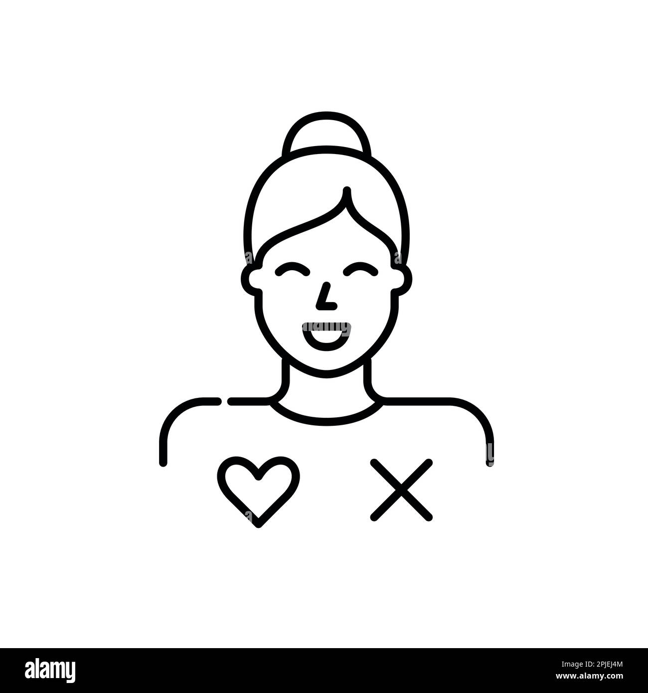 Ragazza utente di datazione app con corrispondenza o perdere simboli. Trovare partner romantico online. Pixel Perfect, icona del tratto modificabile Illustrazione Vettoriale Ragazza utente di datazione app con corrispondenza o perdere simboli. Trovare partner romantico online. Pixel Perfect, icona del tratto modificabile Illustrazione Vettoriale