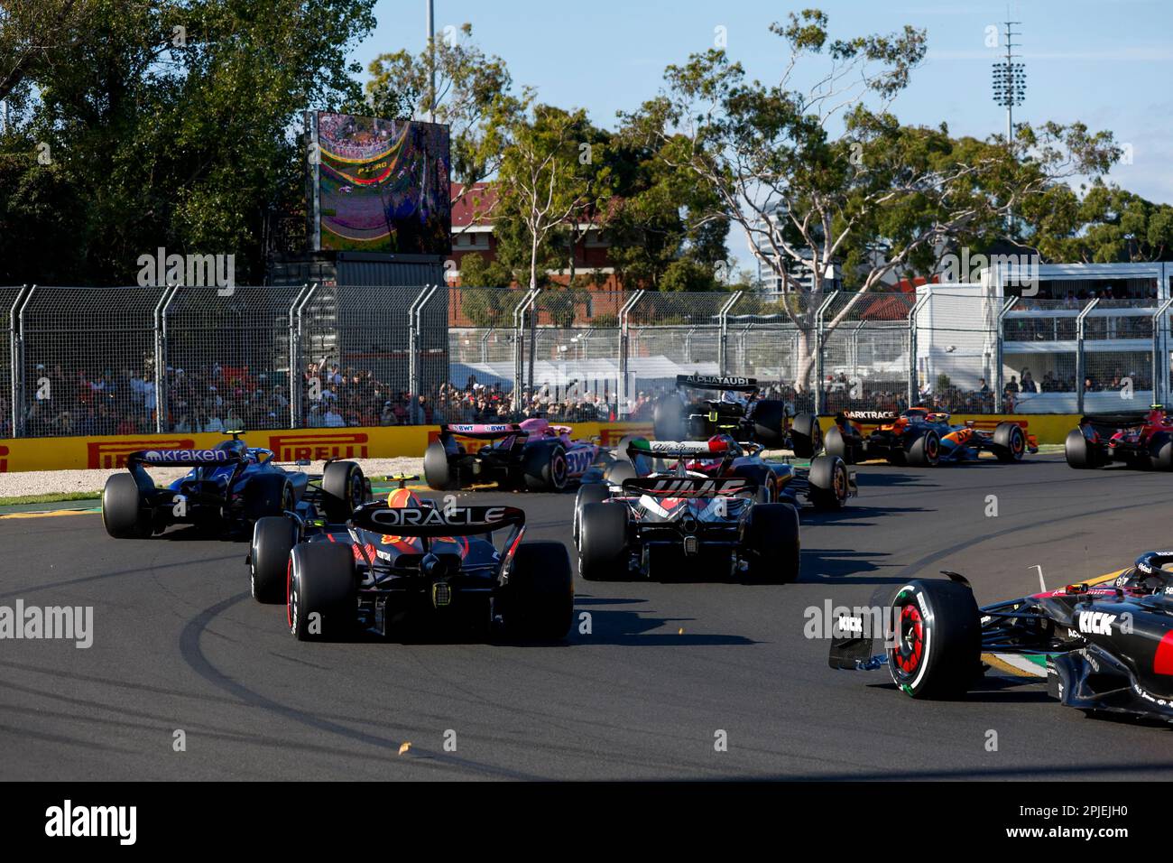 Melbourne, Australia. 02nd Apr, 2023. Inizio della gara, partenza, durante il Gran Premio d'Australia Rolex Formula 1 2023, 3rd° round del Campionato del mondo di Formula uno 2023 dal 31 marzo al 2 aprile 2023 sul circuito Albert Park, a Melbourne, Australia - Foto DPPI Credit: DPPI Media/Alamy Live News Foto Stock