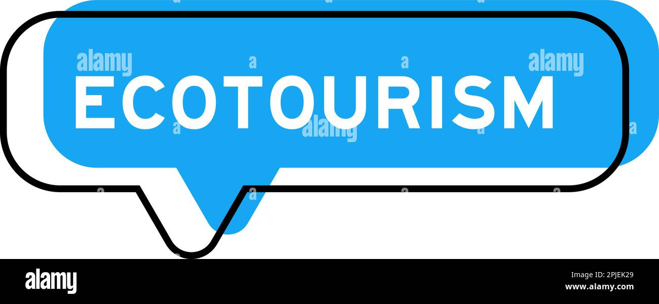 Banner vocale e ombreggiatura blu con ecoturismo parola su sfondo bianco Illustrazione Vettoriale
