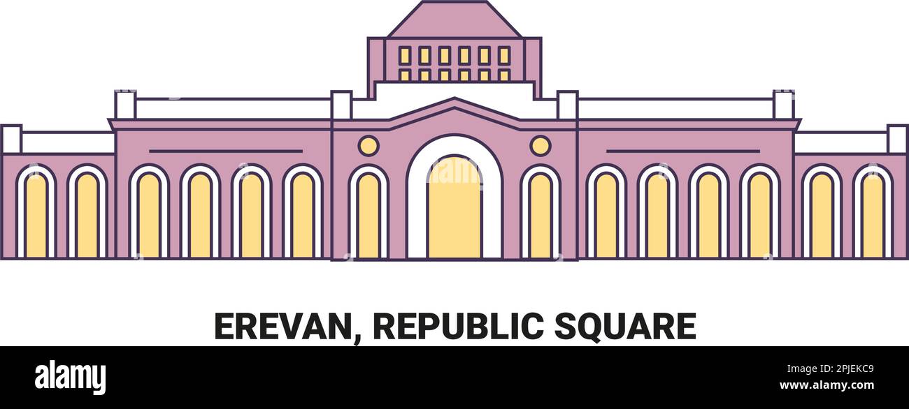Armenia, Erevan, Piazza della Repubblica, illustrazione vettoriale di riferimento del viaggio Illustrazione Vettoriale