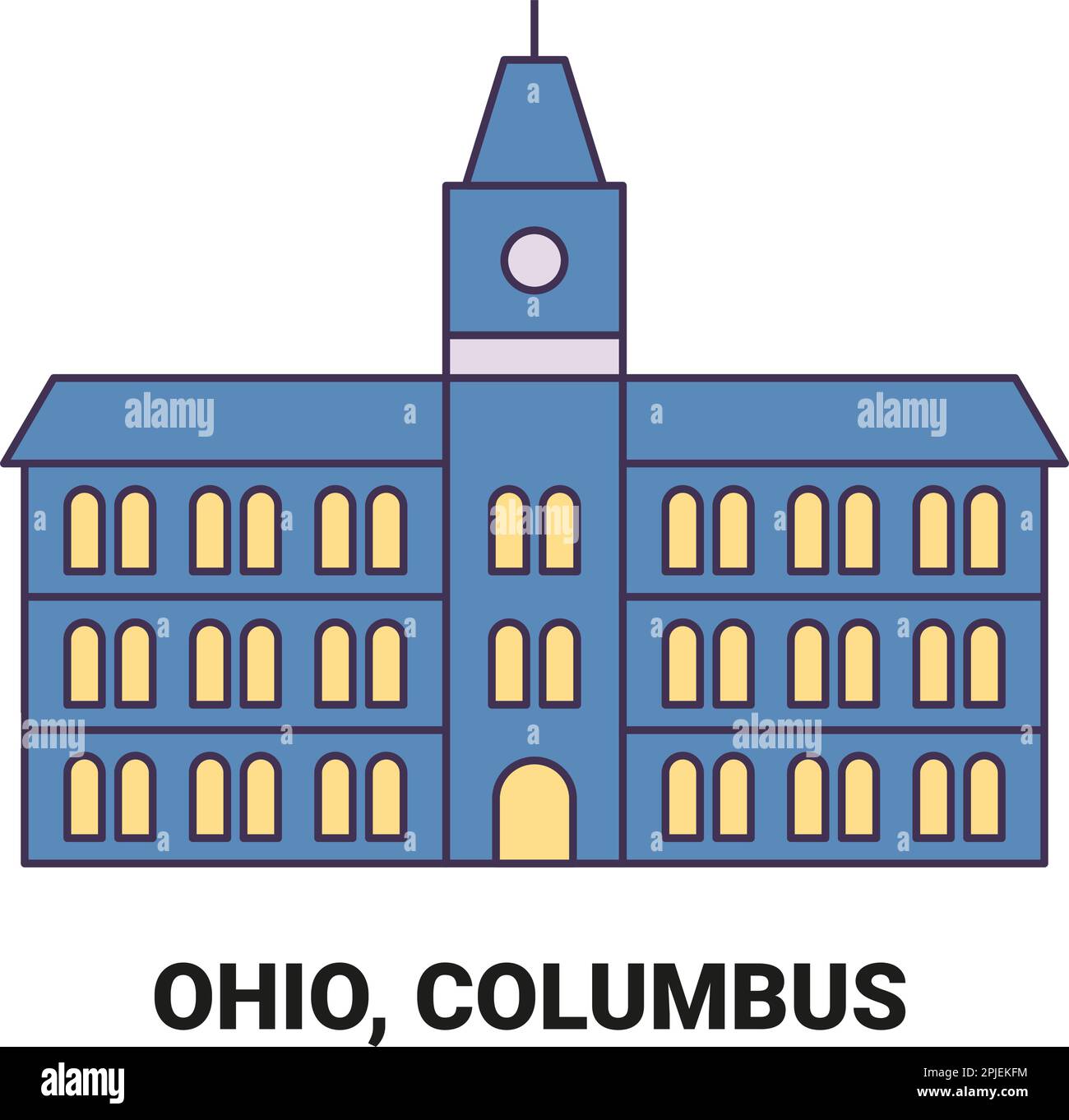 Illustrazione vettoriale dei punti di riferimento di viaggio degli Stati Uniti, Ohio, Columbus Illustrazione Vettoriale