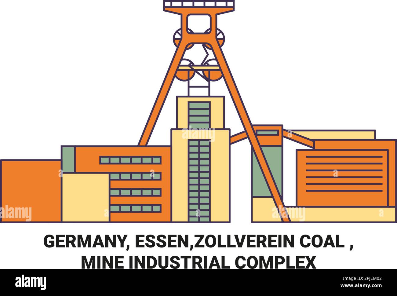 Germania, Essen, Zollverein carbone, miniera industriale complesso viaggio punto di riferimento vettore illustrazione Illustrazione Vettoriale