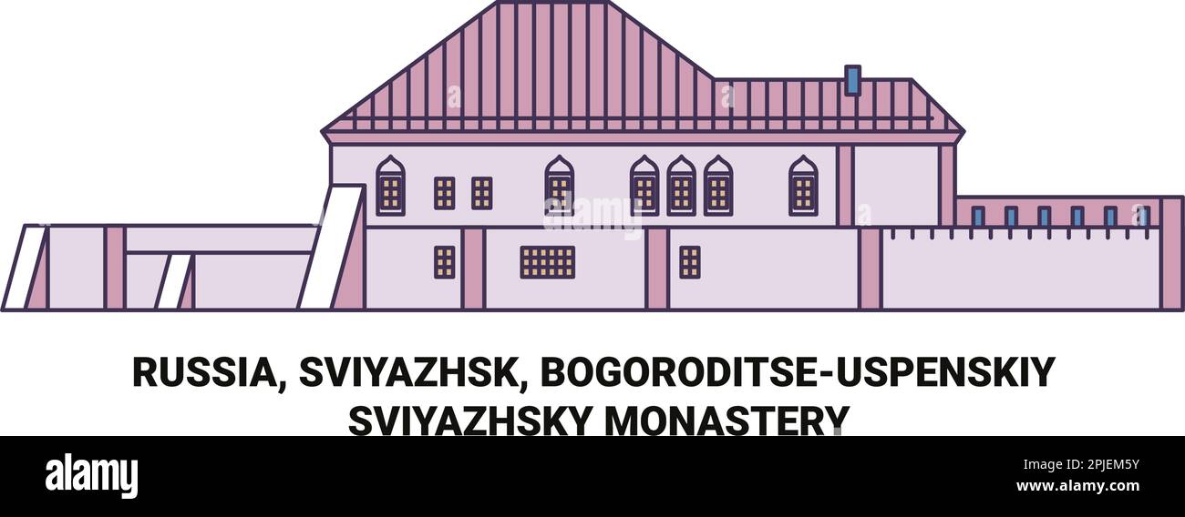 Russia, Sviyazhsk, Bogoroditseuspenskiy viaggio punto di riferimento vettore illustrazione Illustrazione Vettoriale