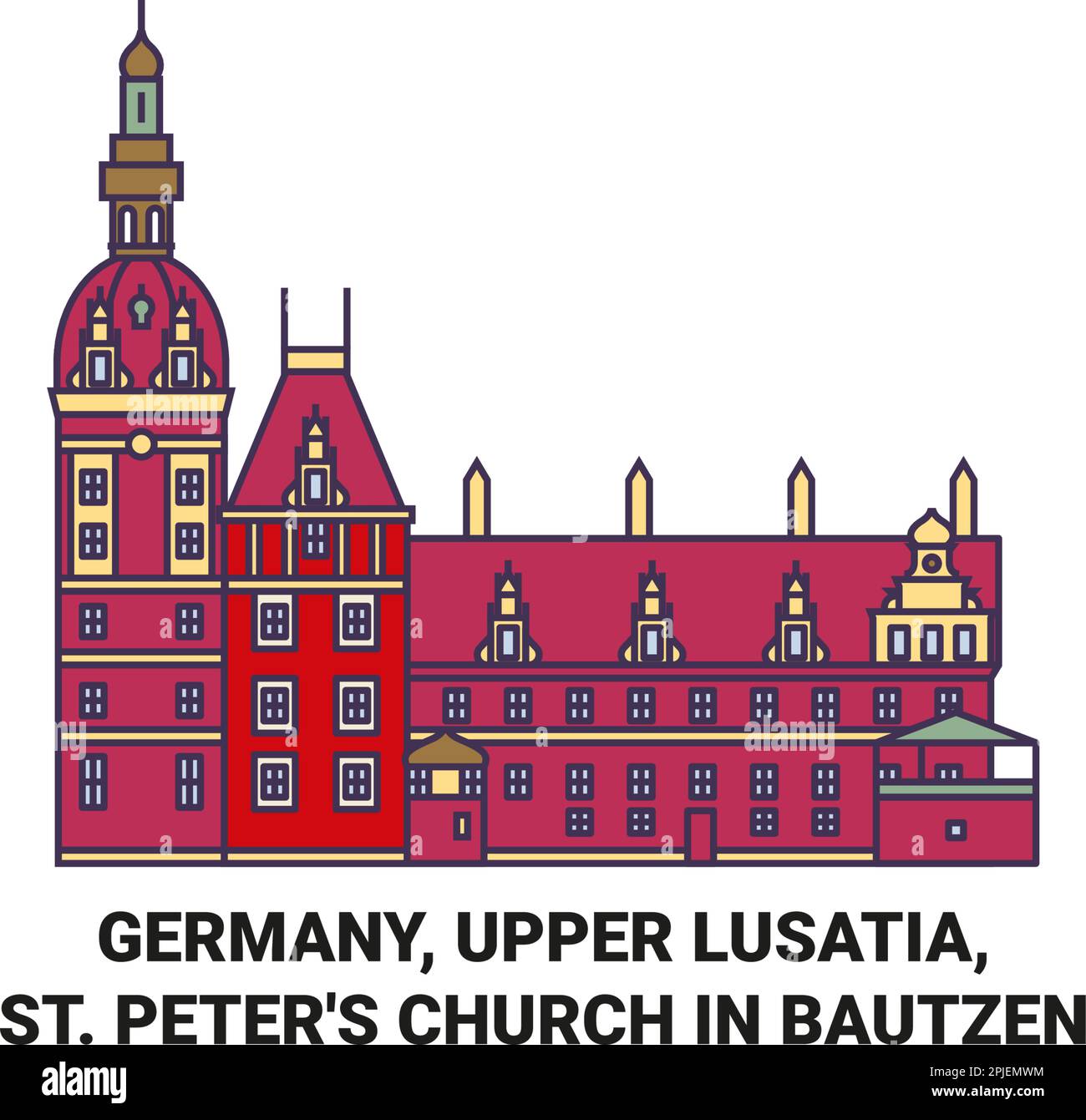 Germania, alta Lusazia, St. Chiesa di Pietro a Bautzen viaggio punto di riferimento vettoriale illustrazione Illustrazione Vettoriale