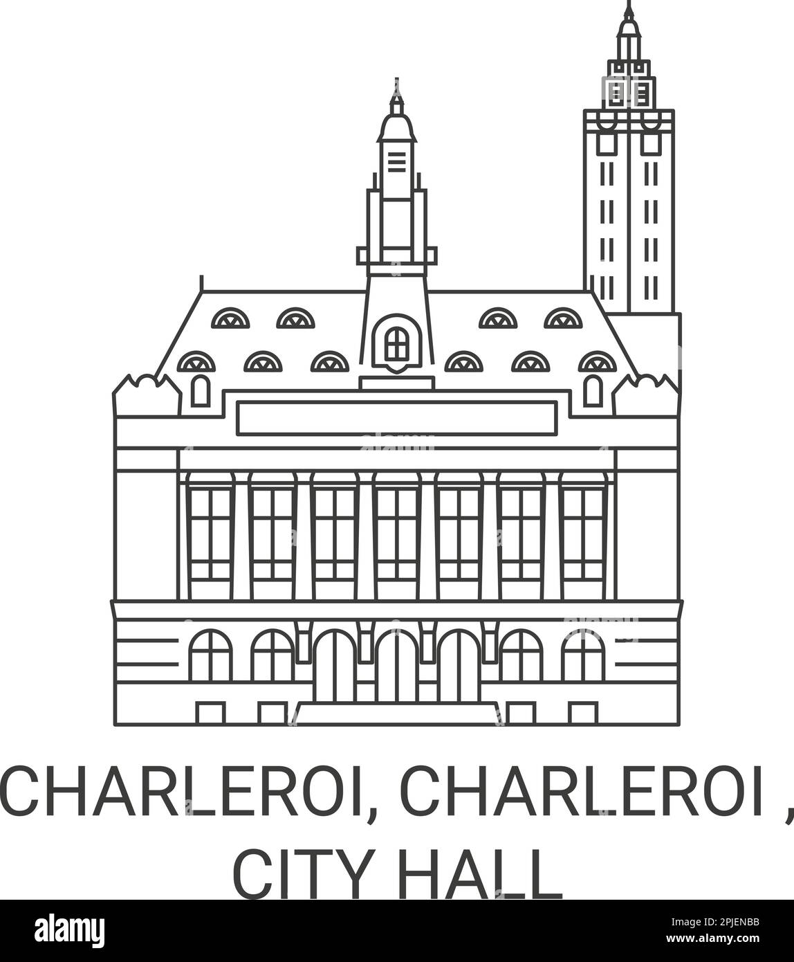 Canada, Charleroi, Charleroi , City Hall viaggio punto di riferimento vettore illustrazione Illustrazione Vettoriale