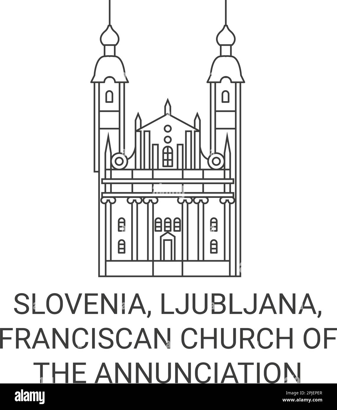 Slovenia, Lubiana, Chiesa Francescana dell'Annunciazione viaggio punto di riferimento vettoriale illustrazione Illustrazione Vettoriale