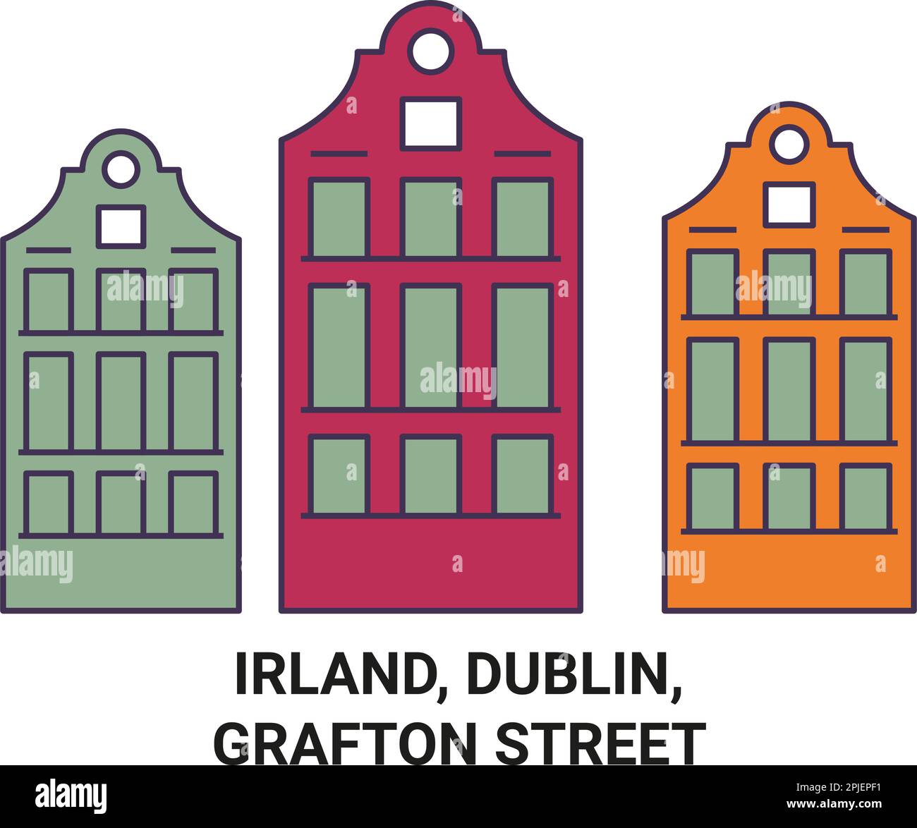 Irland, Dublino, Grafton Street viaggio punto di riferimento vettoriale illustrazione Illustrazione Vettoriale