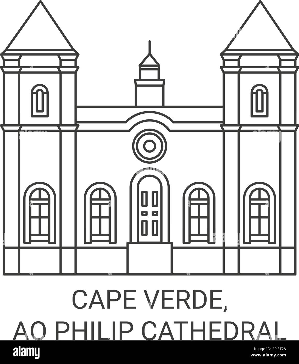 Capo Verde, Sao Philip Cathedral viaggio punto di riferimento vettoriale illustrazione Illustrazione Vettoriale