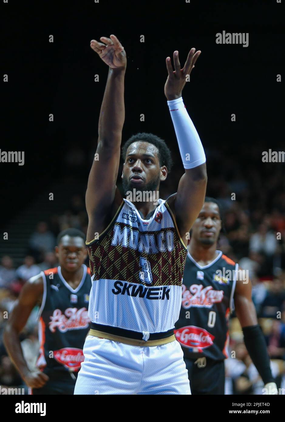 Jordan LOYD of AS MONACO la Coppa francese, Top 8, Semifinali Basket match tra le Mans Sarthe Basket e AS Monaco il 19 marzo 2023 all'Arena Loire di Trelaze, Francia - Foto Laurent Lairys / DPPI Foto Stock