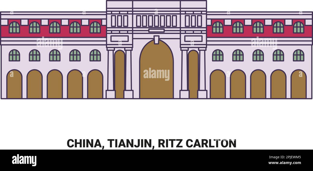 Cina, Tianjin, Ritz Carlton viaggio punto di riferimento vettore illustrazione Illustrazione Vettoriale