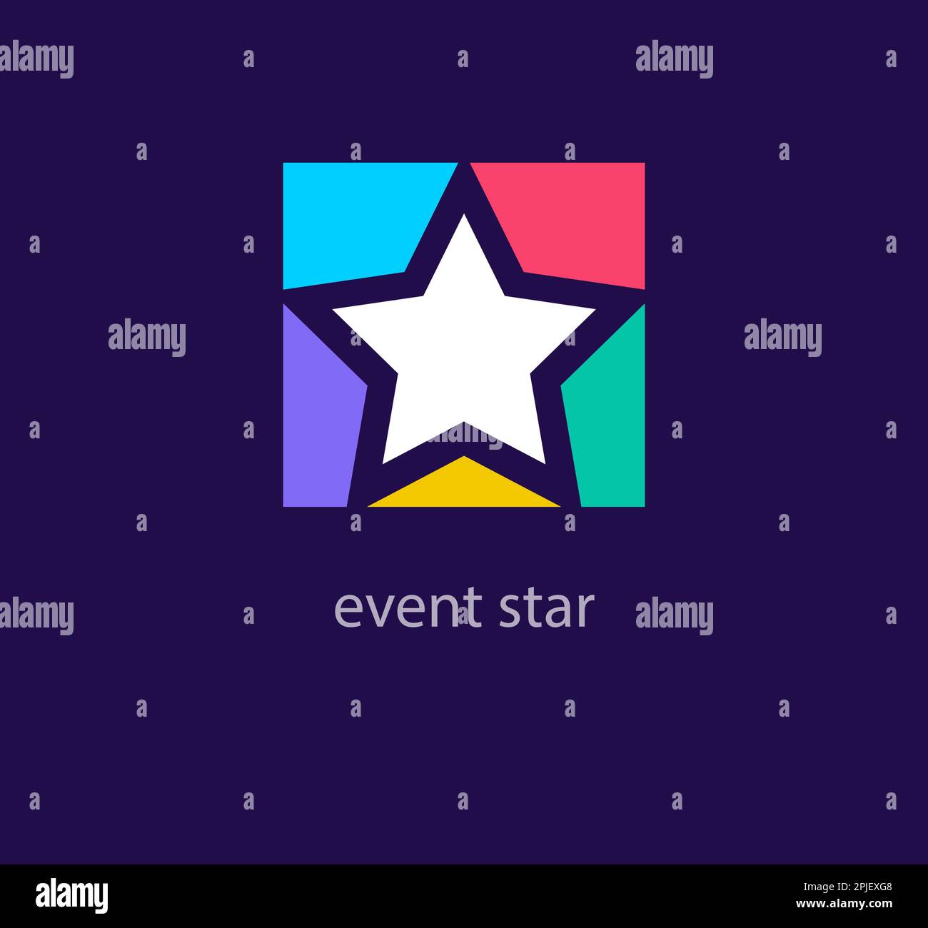 Logo colorato degli eventi STAR. Transizioni di colore uniche nel design. Modello del logo Creative Team STAR. vettore. Illustrazione Vettoriale
