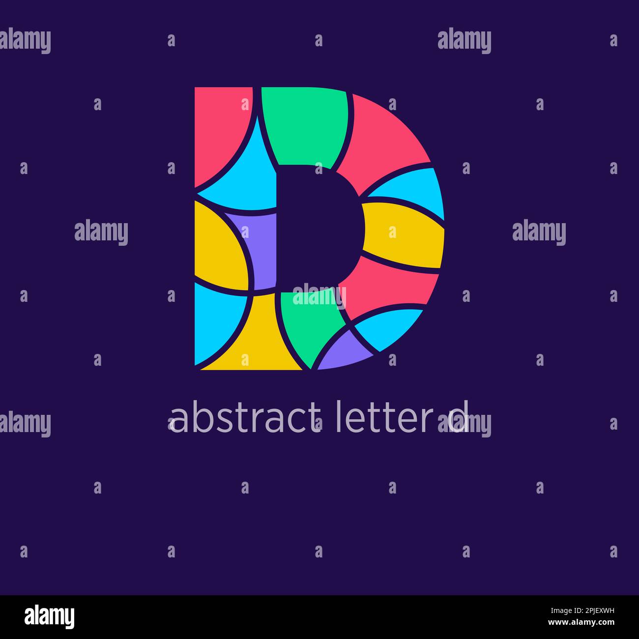 Icona del logo d della lettera astratta moderna. Transizioni di colore dal design a mosaico unico. Modello lettera d colorato. vettore. Illustrazione Vettoriale