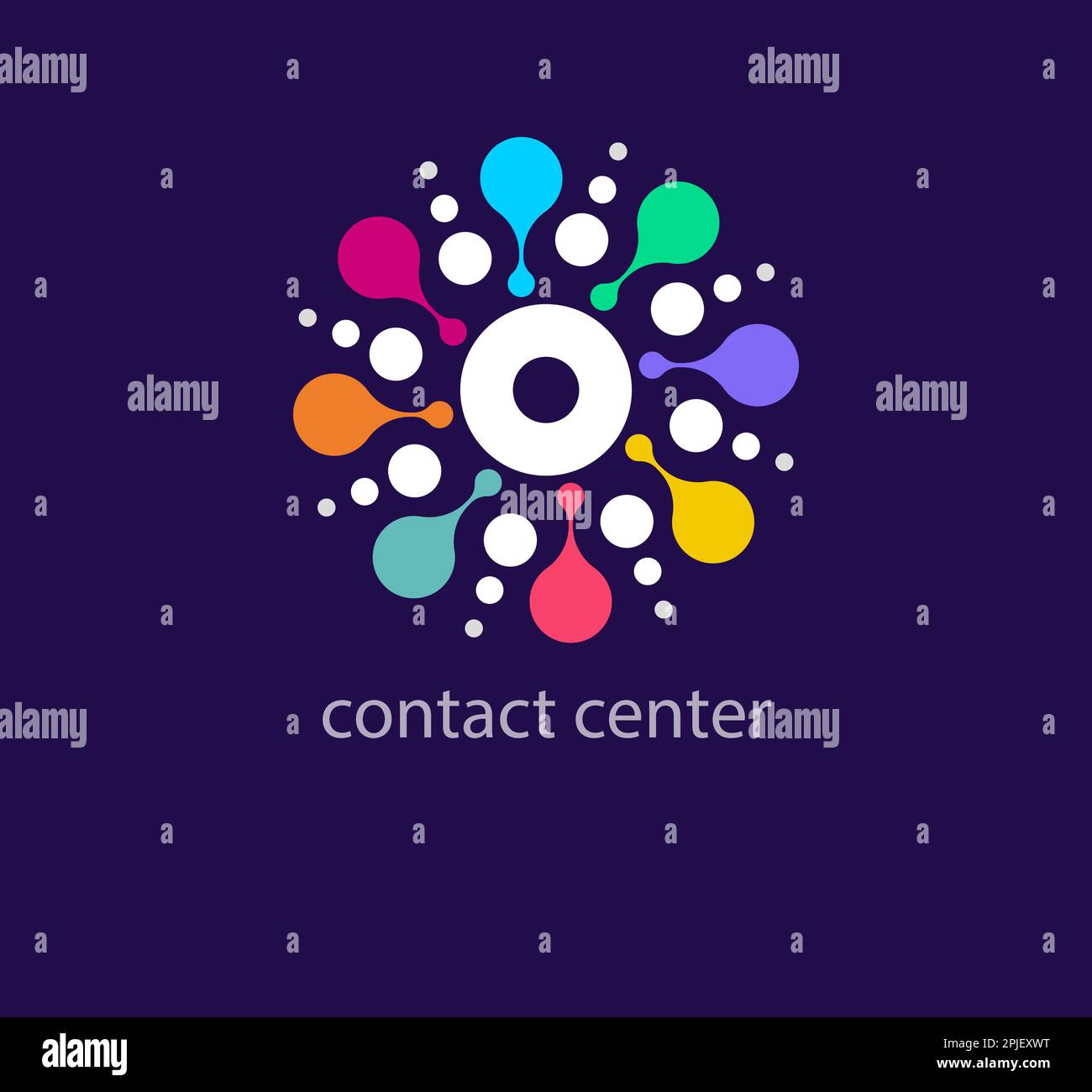 Esclusivo design con logo per contact centre. Modello colorato del logo delle porte digitali. vettore. Illustrazione Vettoriale