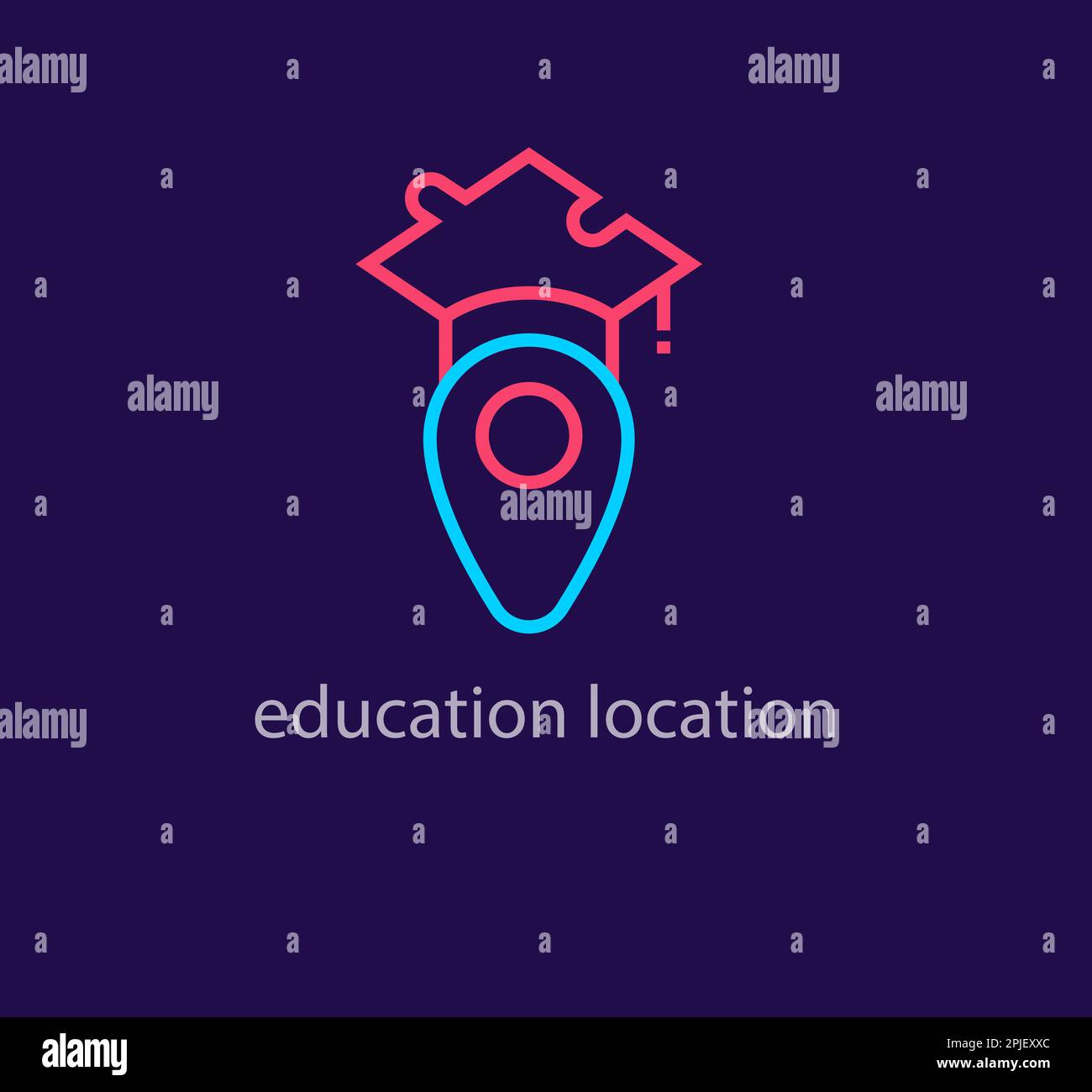 Esclusivo logo educativo puzzle posizione cappello. Design di colore moderno. Modello del logo del punto di formazione. vettore. Illustrazione Vettoriale