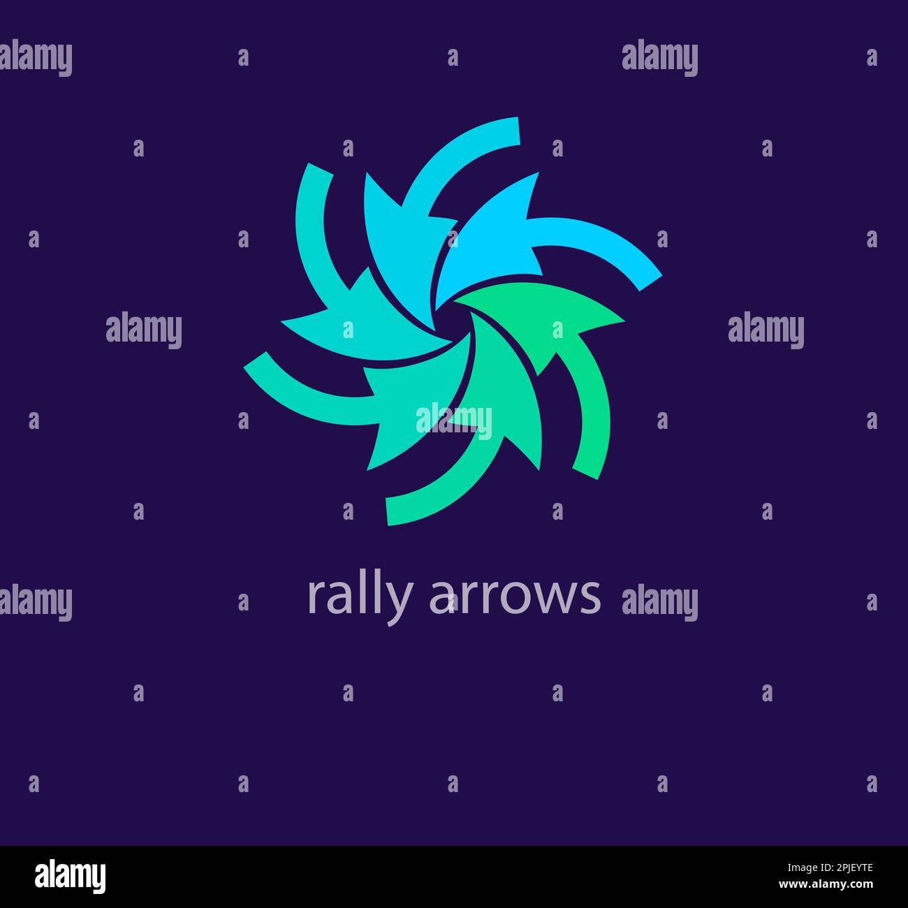 Freccia verso l'interno. Logo Rally Arrows. Linea moderna e design colorato. Modello logo. Elegante, di lusso, di alta qualità Illustrazione Vettoriale
