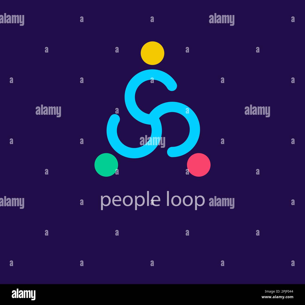 Logo moderno People loop. Transizioni di colore uniche. Linea ciclica e modello del logo di connessione. vettore Illustrazione Vettoriale