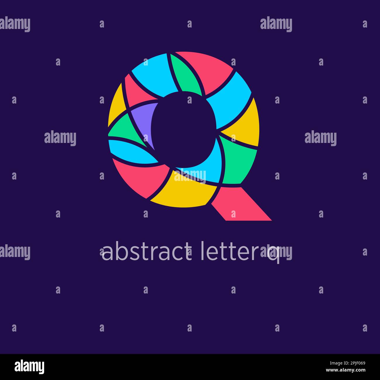 Lettera astratta moderna icona del logo q. Transizioni di colore dal design a mosaico unico. Modello q di lettera colorata. vettore. Illustrazione Vettoriale