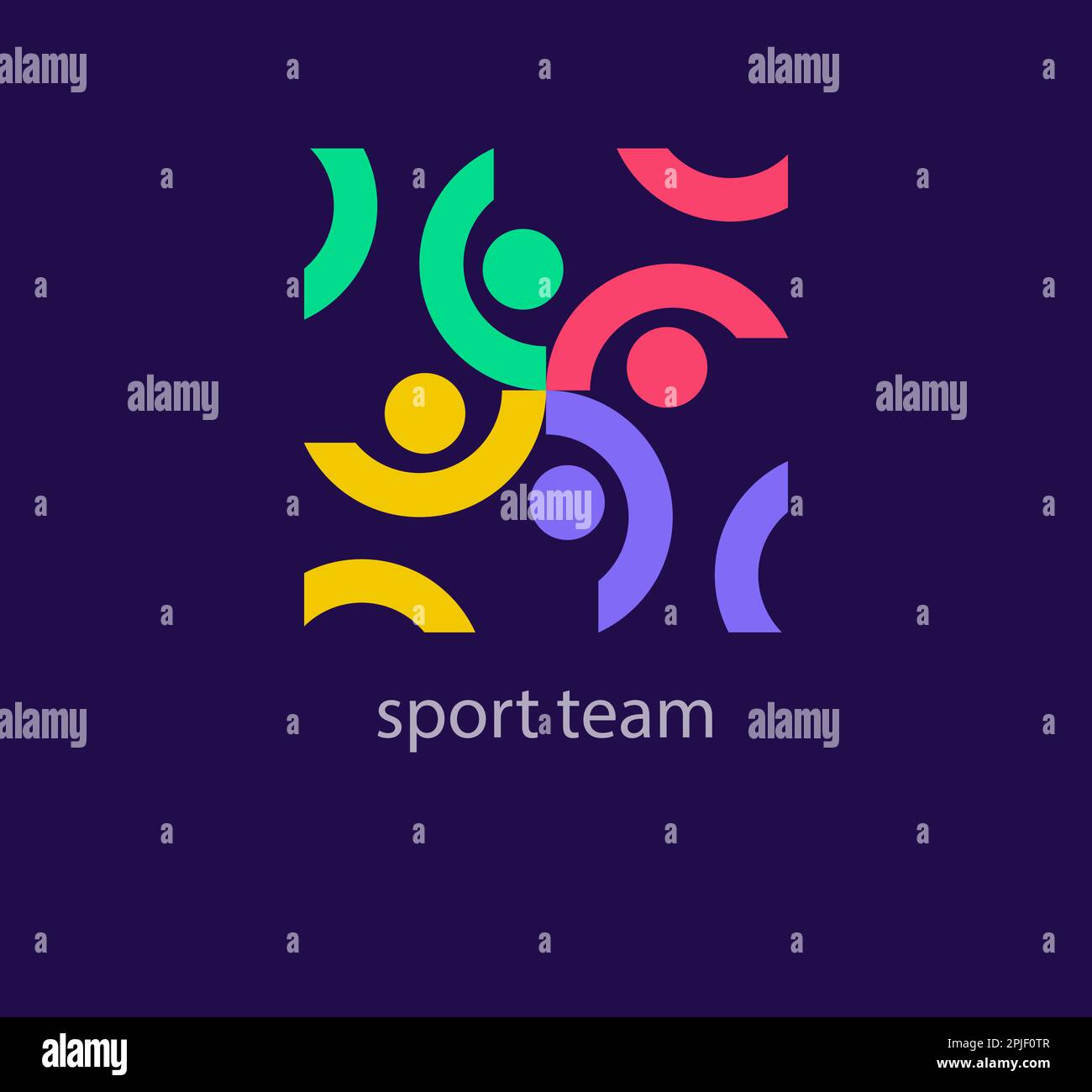 Logo moderno della squadra sportiva. Transizioni di colore uniche nel design. Modello di logo Running People. vettore. Illustrazione Vettoriale