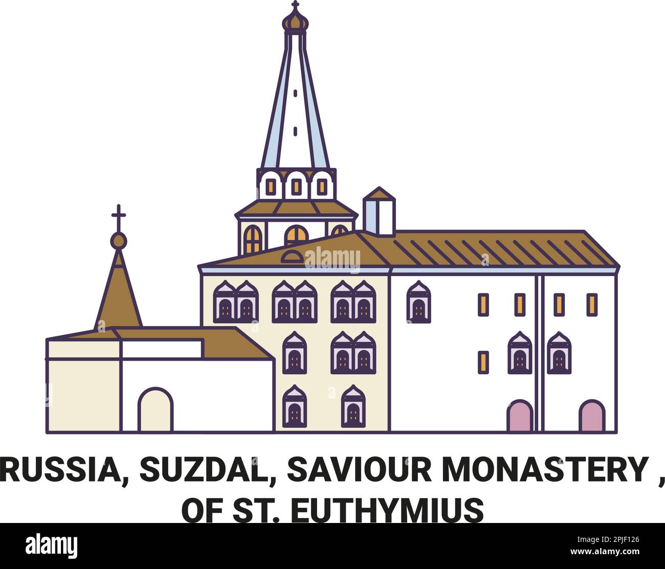 Russia, Suzdal, Monastero Salvatore, di San Illustrazione del vettore di riferimento del viaggio Euthymius Illustrazione Vettoriale