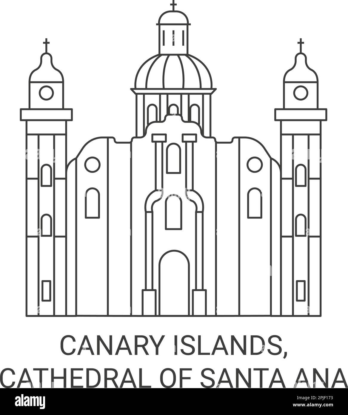 Spagna, Isole Canarie, Cattedrale di Santa Ana viaggio punto di riferimento vettoriale illustrazione Illustrazione Vettoriale