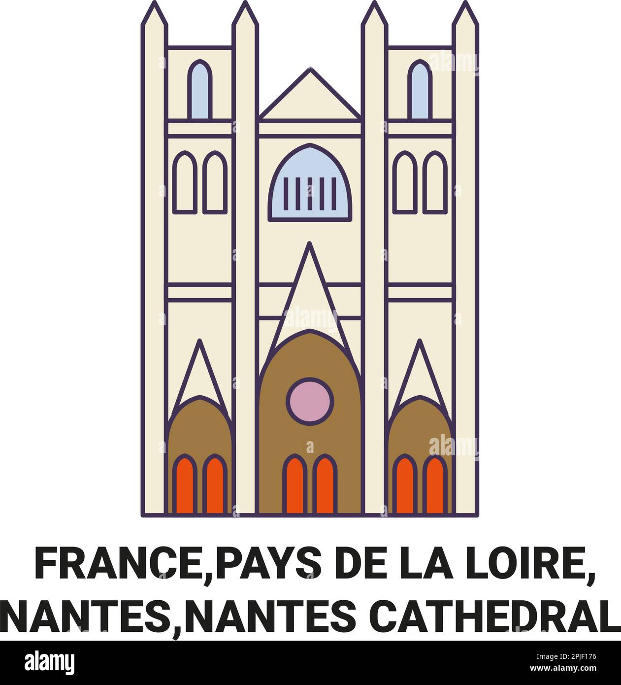 Francia, Pays De la Loire, Nantes, Nantes Cattedrale viaggio punto di riferimento vettoriale illustrazione Illustrazione Vettoriale