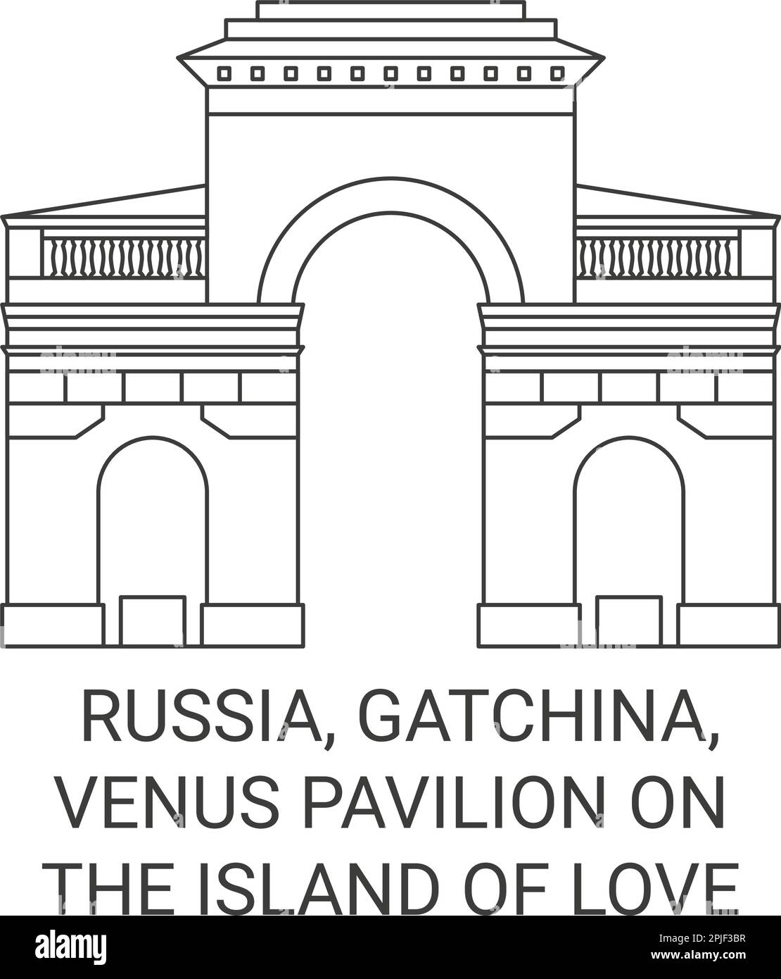 Russia, Gatchina, Padiglione di Venere sull'Isola dell'Amore viaggio punto di riferimento vettore illustrazione Illustrazione Vettoriale