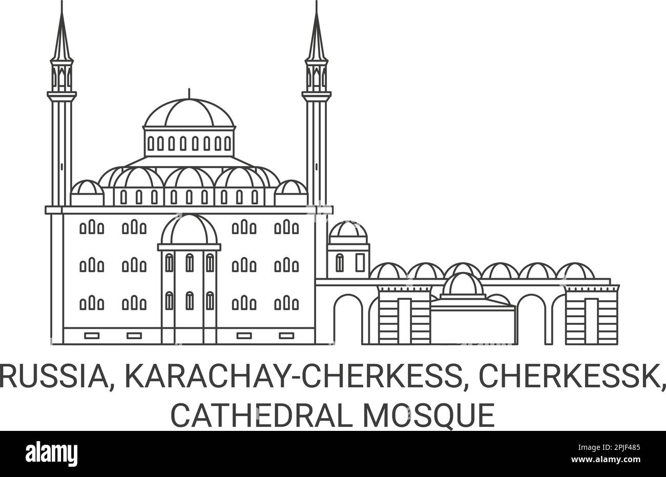 Russia, Karachaycherkess, Cherkessk, Moschea della Cattedrale viaggio punto di riferimento figura vettoriale Illustrazione Vettoriale