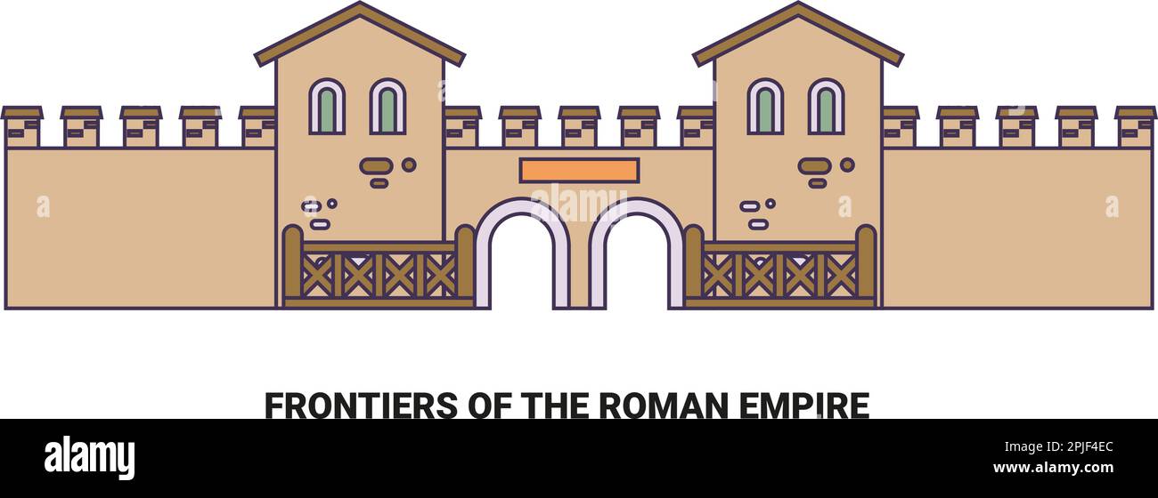 Le frontiere dell'Impero Romano viaggio simbolo vettore illustrazione Illustrazione Vettoriale