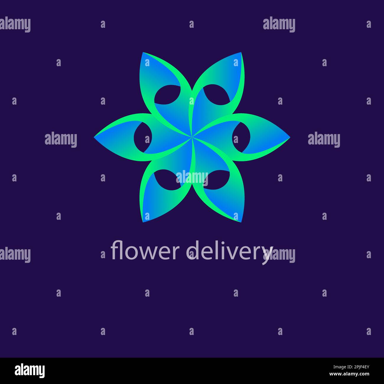 Logo moderno del ciclo di consegna dei fiori. Transizioni di colore uniche. Modello con logo per le aziende del centro benessere, del negozio e del salone di bellezza. vettore. Illustrazione Vettoriale